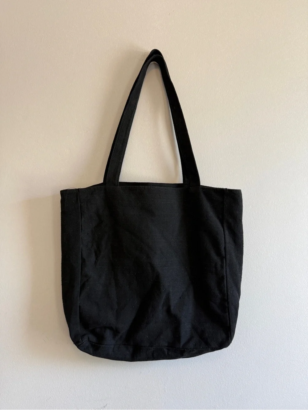 Artsy Embroidered Black Tote Bag with Pink & Green Floral Design O/S